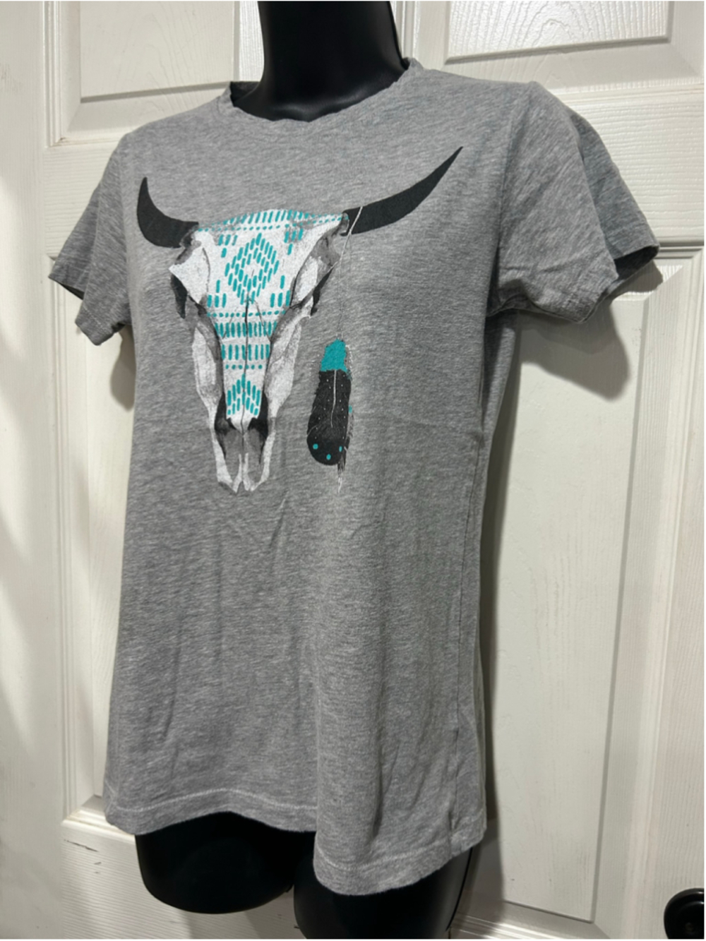 Women's Roper Graphic Short Sleeve Tee, Size S, Grey and Turquoise - Picture 3 of 7